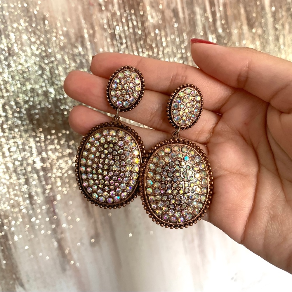 Rose gold rhinestone earrings!